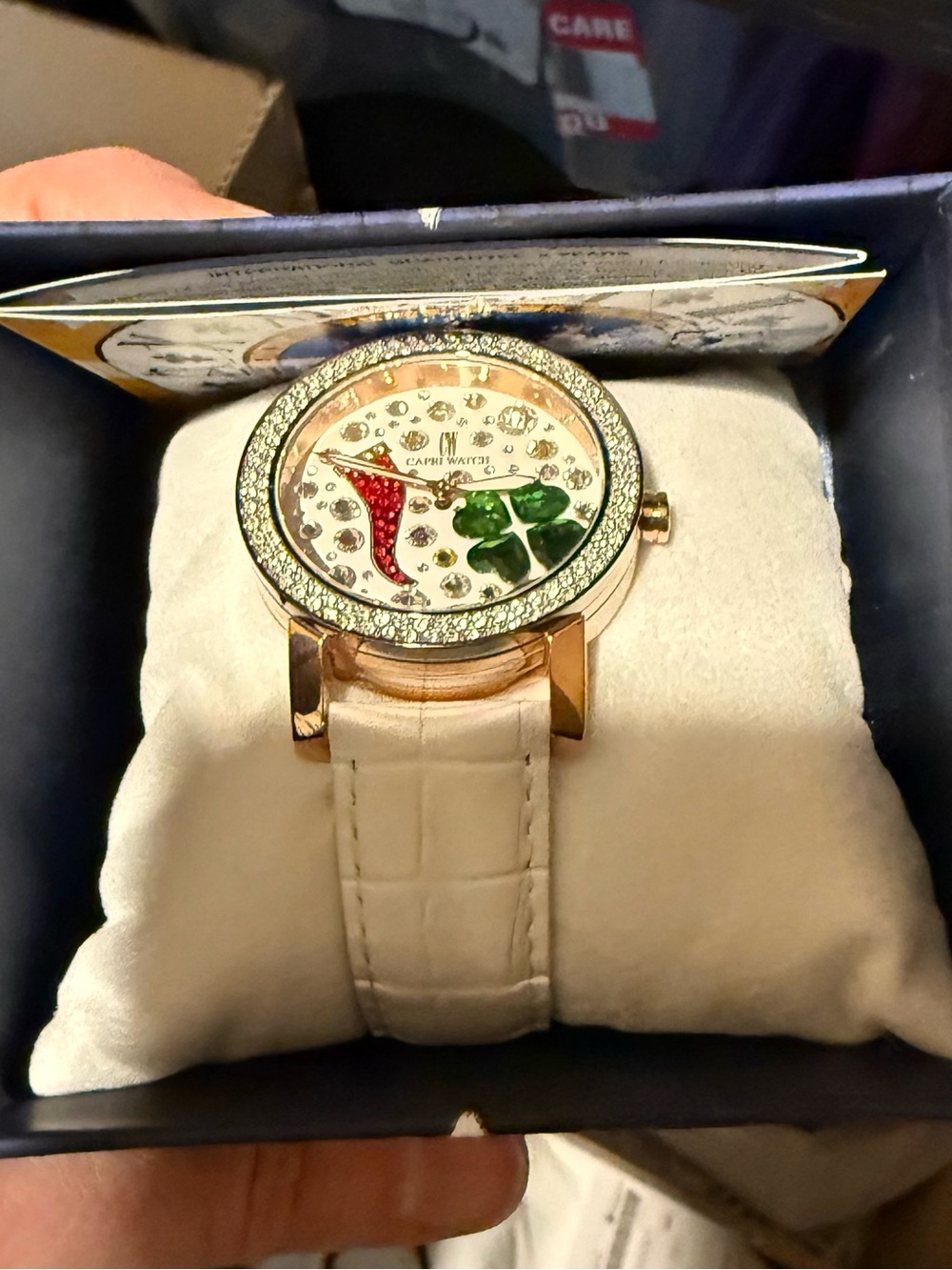 XX Multijoy Horn White Leather Crystal Dial